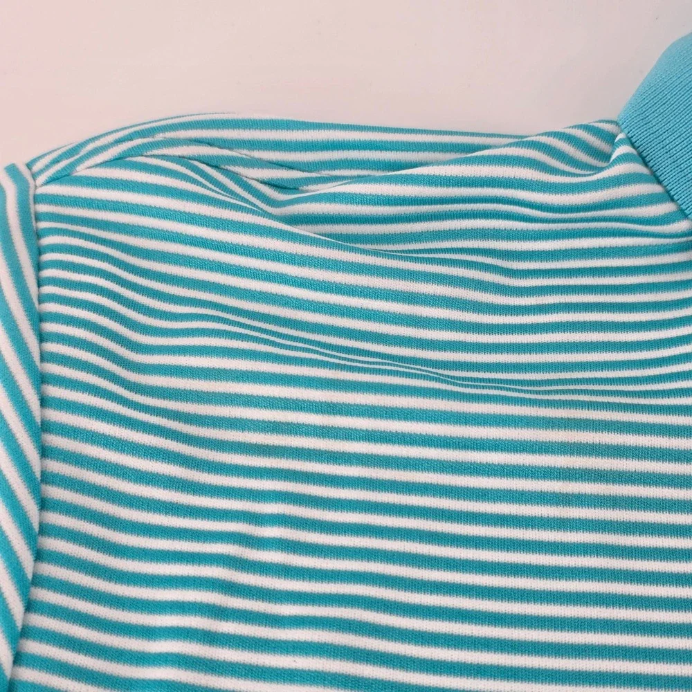 Cubavera Polo Shirt Mens Medium Blue Curacao Striped Moisture Wicking